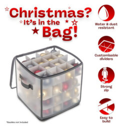 Livivo Christmas Bauble Storage Cube Grey Holds 64 Decorations - thumbnail 3