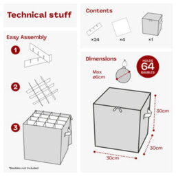 Livivo Christmas Bauble Storage Cube Grey Holds 64 Decorations - thumbnail 9