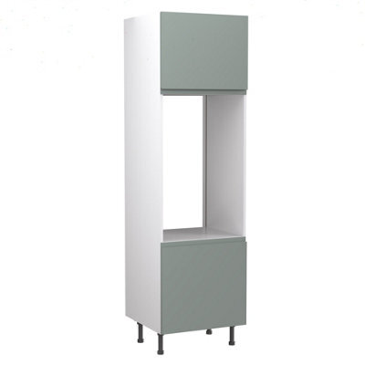 Kitchen Kit Sage Green Matt J-Pull Door Oven (Double) Housing Tall Unit Cabinet Handleless Soft Close Flatpack - 600X2120mm - image 1