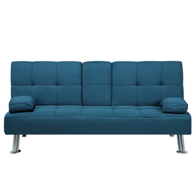 Beliani Sofa Bed 3 Seater Roxen Fabric Blue - image 1