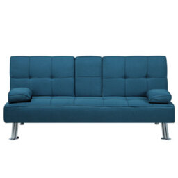 Beliani Sofa Bed 3 Seater Roxen Fabric Blue