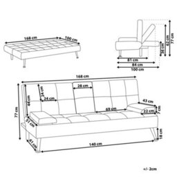 Beliani Sofa Bed 3 Seater Roxen Fabric Blue - thumbnail 3