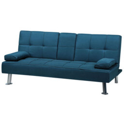Beliani Sofa Bed 3 Seater Roxen Fabric Blue - thumbnail 4