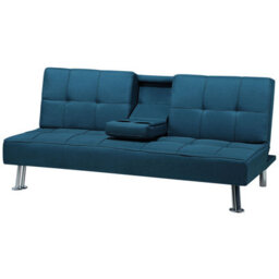 Beliani Sofa Bed 3 Seater Roxen Fabric Blue - thumbnail 7