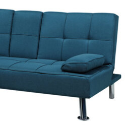Beliani Sofa Bed 3 Seater Roxen Fabric Blue - thumbnail 8