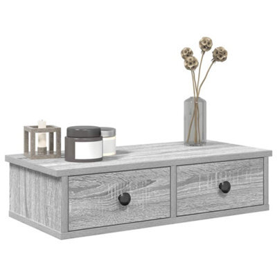 Berkfield Wall Shelf With Drawers Grey Sonoma 60X25X15 Cm Engineered Wood - image 1