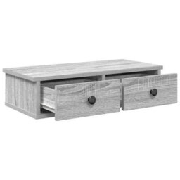 Berkfield Wall Shelf With Drawers Grey Sonoma 60X25X15 Cm Engineered Wood - thumbnail 7