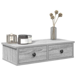 Berkfield Wall Shelf With Drawers Grey Sonoma 60X25X15 Cm Engineered Wood - thumbnail 1