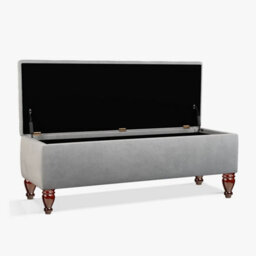 Lisbon Plain 120Cm Ottoman Storage Bench - Plush Velvet Shoe Bench - Silver Upholstery Footstool With Storage - thumbnail 2