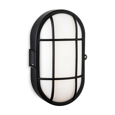 Luminosa Lighting Luminosa Lewis Led Resin Bulkhead - Oval Black With White Polycarbonate Diffuser Ip44