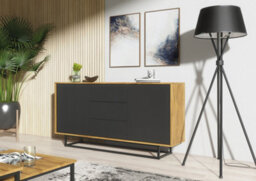 Vista Loft Sideboard 140Cm Industrial Dark Oak & Black Matt Doors - Creative Furniture - thumbnail 6