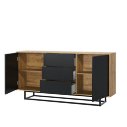 Vista Loft Sideboard 140Cm Industrial Dark Oak & Black Matt Doors - Creative Furniture - thumbnail 9