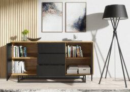 Vista Loft Sideboard 140Cm Industrial Dark Oak & Black Matt Doors - Creative Furniture - thumbnail 8