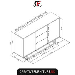Vista Loft Sideboard 140Cm Industrial Dark Oak & Black Matt Doors - Creative Furniture - thumbnail 3