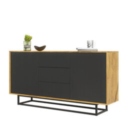 Vista Loft Sideboard 140Cm Industrial Dark Oak & Black Matt Doors - Creative Furniture - thumbnail 5