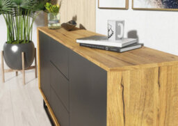 Vista Loft Sideboard 140Cm Industrial Dark Oak & Black Matt Doors - Creative Furniture - thumbnail 4