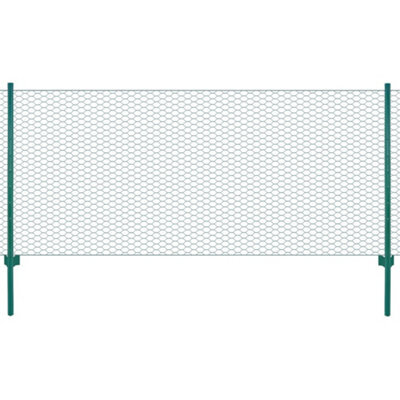 Vidaxl Wire Mesh Fence With Posts Steel 25X0.75 M Green - image 1