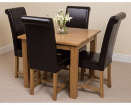 That's Furniture Oslo 90 X 90 Cm Oak Small Dining Table And 4 Chairs Dining Set With Washington Brown Leather Chairs - thumbnail 3