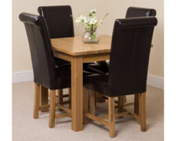 That's Furniture Oslo 90 X 90 Cm Oak Small Dining Table And 4 Chairs Dining Set With Washington Brown Leather Chairs - thumbnail 2