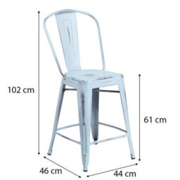 "Fwstyle Set Of 4 24"" Baby Blue Distressed Bar Stools Galvanised Steel" - thumbnail 5