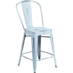 "Fwstyle Set Of 4 24"" Baby Blue Distressed Bar Stools Galvanised Steel" - thumbnail 2