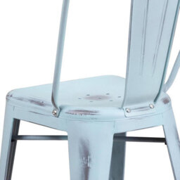 "Fwstyle Set Of 4 24"" Baby Blue Distressed Bar Stools Galvanised Steel" - thumbnail 3