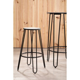Orsina Sturdy Set Of 3 Black Frame Bar Table Stool Set , Hairpin Stool For Kitchen Counter, Elm Wood Metal Stool - thumbnail 4