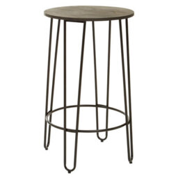 Orsina Sturdy Set Of 3 Black Frame Bar Table Stool Set , Hairpin Stool For Kitchen Counter, Elm Wood Metal Stool - thumbnail 2