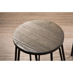 Orsina Sturdy Set Of 3 Black Frame Bar Table Stool Set , Hairpin Stool For Kitchen Counter, Elm Wood Metal Stool - thumbnail 6