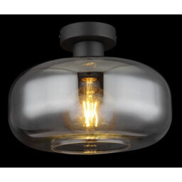 Luminosa Lighting Luminosa Giuseppe Globe Ceiling Light Matt Black Smoke Glass Shade 1X E27 - thumbnail 3