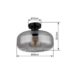 Luminosa Lighting Luminosa Giuseppe Globe Ceiling Light Matt Black Smoke Glass Shade 1X E27 - thumbnail 6
