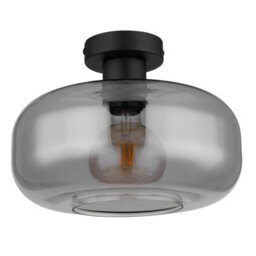 Luminosa Lighting Luminosa Giuseppe Globe Ceiling Light Matt Black Smoke Glass Shade 1X E27 - thumbnail 2