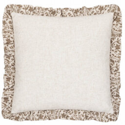 Paoletti Seventy Three Linen Filigree Printed Ruffle Feather Filled Cushion - thumbnail 2