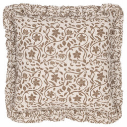Paoletti Seventy Three Linen Filigree Printed Ruffle Feather Filled Cushion - thumbnail 1