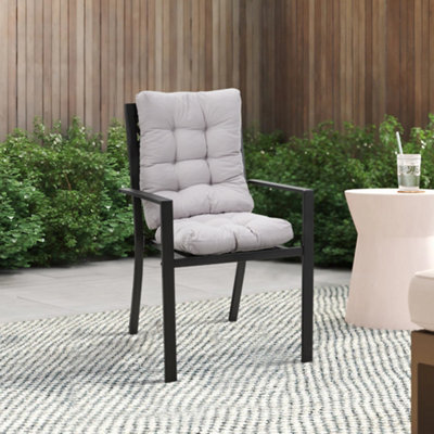 Thehotsale Set Of 2 Grey Outdoor Garden Chair Seat Pad Cushions - image 1