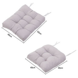 Thehotsale Set Of 2 Grey Outdoor Garden Chair Seat Pad Cushions - thumbnail 6