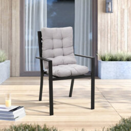 Thehotsale Set Of 2 Grey Outdoor Garden Chair Seat Pad Cushions - thumbnail 2