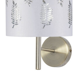 First Choice Lighting Set Of 2 Brea - Antique Brass Wall Lights With White Fern Shades - thumbnail 3