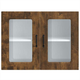 Berkfield Durable Kitchen Wall Cabinet With Glass Door Kalmar Smoked Oak Engineered Wood - thumbnail 6