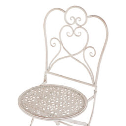 Beliani Set Of 2 Garden Bistro Chairs Beige Metal Shabby Chic - Filigree Outdoor Dining Chairs, No Assembly - thumbnail 7