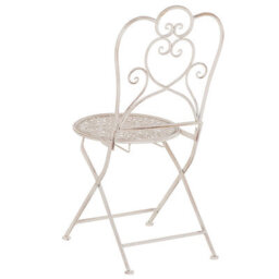 Beliani Set Of 2 Garden Bistro Chairs Beige Metal Shabby Chic - Filigree Outdoor Dining Chairs, No Assembly - thumbnail 6