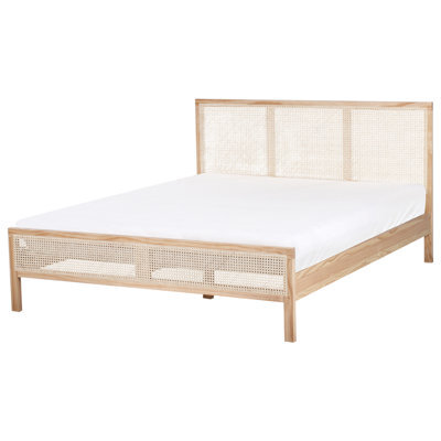 Beliani Bed Pine Wood Salernas 160 X 200 Cm (Eu King Size) Light Brown - image 1