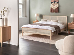 Beliani Bed Pine Wood Salernas 160 X 200 Cm (Eu King Size) Light Brown - thumbnail 2
