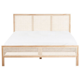 Beliani Bed Pine Wood Salernas 160 X 200 Cm (Eu King Size) Light Brown - thumbnail 4