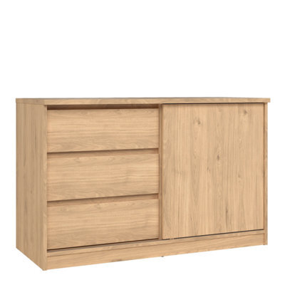 Furniture To Go Naia Storage Unit With 1 Sliding Door And 3 Drawers In Jackson Hickory Oak (W) 118.9 X (H) 75.6 X (D) 50Cm - image 1