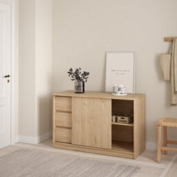 Furniture To Go Naia Storage Unit With 1 Sliding Door And 3 Drawers In Jackson Hickory Oak (W) 118.9 X  (H) 75.6 X (D) 50Cm - thumbnail 6