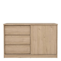 Furniture To Go Naia Storage Unit With 1 Sliding Door And 3 Drawers In Jackson Hickory Oak (W) 118.9 X  (H) 75.6 X (D) 50Cm - thumbnail 3