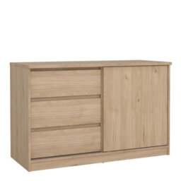 Furniture To Go Naia Storage Unit With 1 Sliding Door And 3 Drawers In Jackson Hickory Oak (W) 118.9 X  (H) 75.6 X (D) 50Cm - thumbnail 2