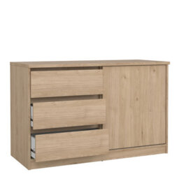 Furniture To Go Naia Storage Unit With 1 Sliding Door And 3 Drawers In Jackson Hickory Oak (W) 118.9 X  (H) 75.6 X (D) 50Cm - thumbnail 5