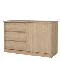 Furniture To Go Naia Storage Unit With 1 Sliding Door And 3 Drawers In Jackson Hickory Oak (W) 118.9 X  (H) 75.6 X (D) 50Cm - thumbnail 4